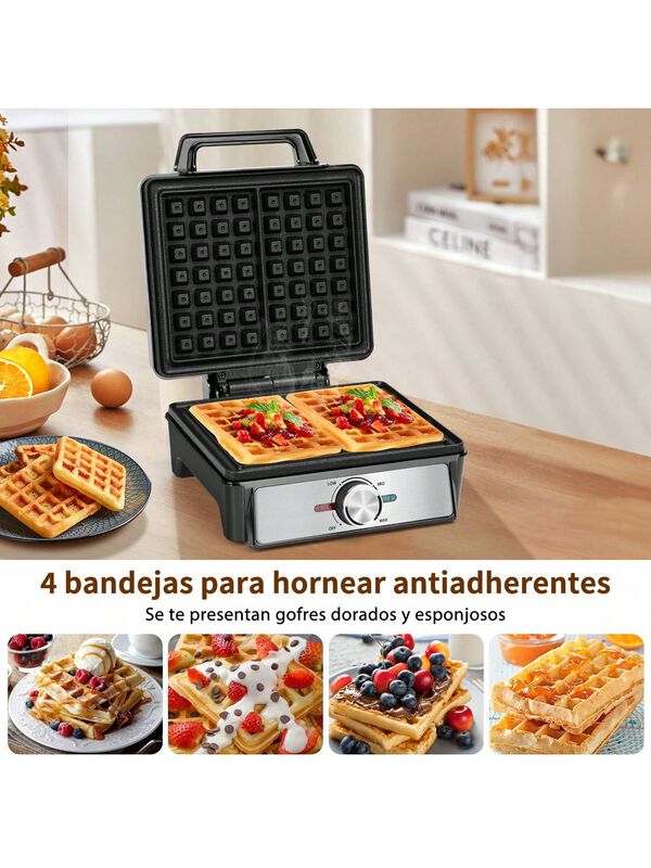 Waflera El&eacute;ctrica Antiadherente 4 Rebanadas Hac... image number null