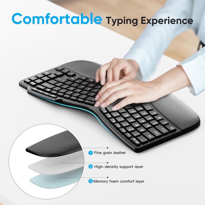 Teclado Dividido Inal&aacute;mbrico Omoton Ergon&oacute;mico ... image number null