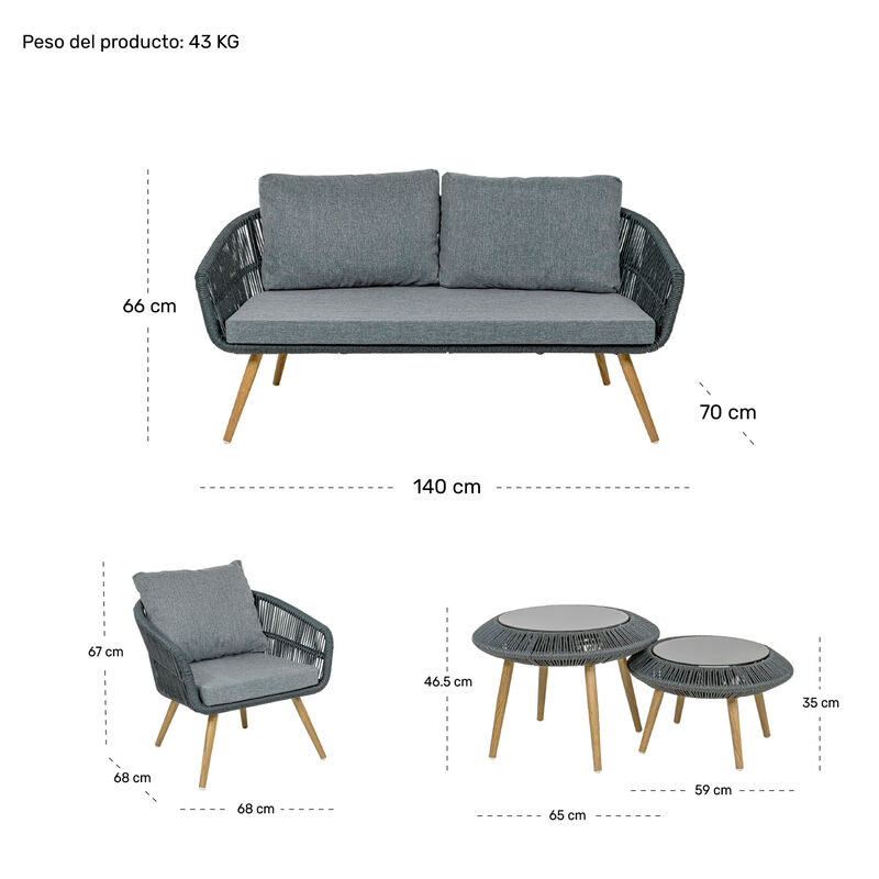 Sala Exterior Jardín Terraza Rattan 5 Pz Doble ... image number null