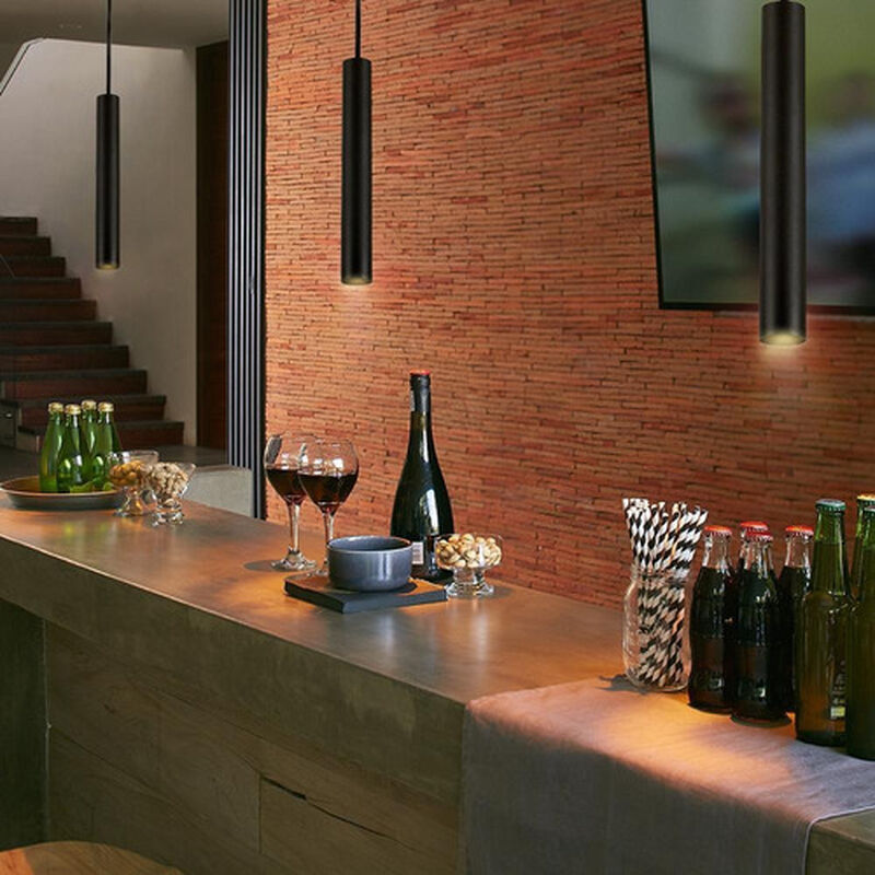 L&aacute;mpara Colgante Aluminio Negro Luz Blanco C&aacute;li... image number null