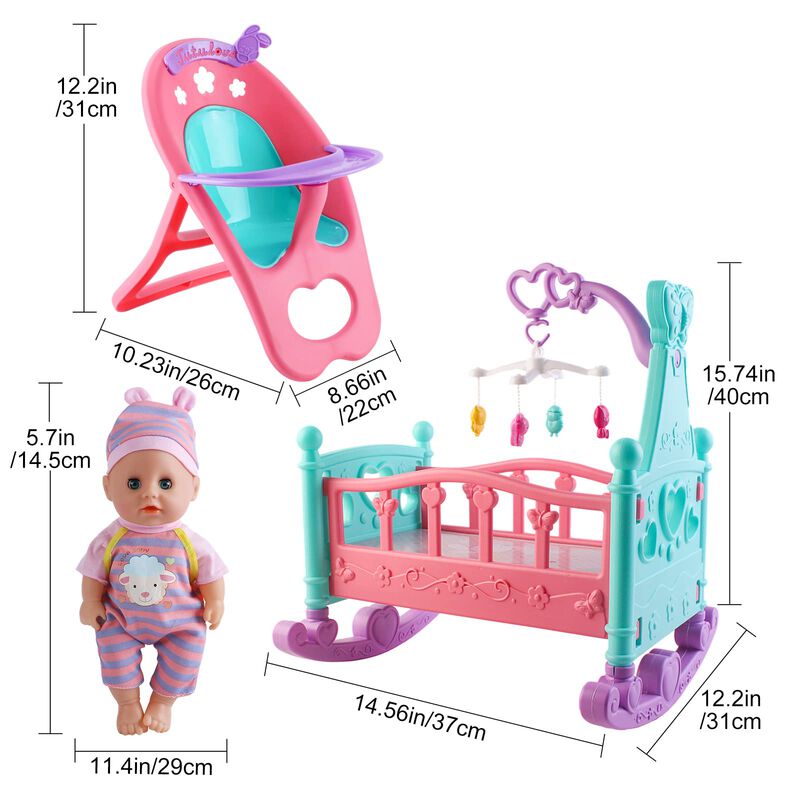 Set De Mu&ntilde;ecas Deao Con Cama Para Cuna, Trona Y... image number null