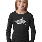 Camiseta De Manga Larga Word Art Para Ni&ntilde;a - Especies de Tibur&oacute;n - Negro