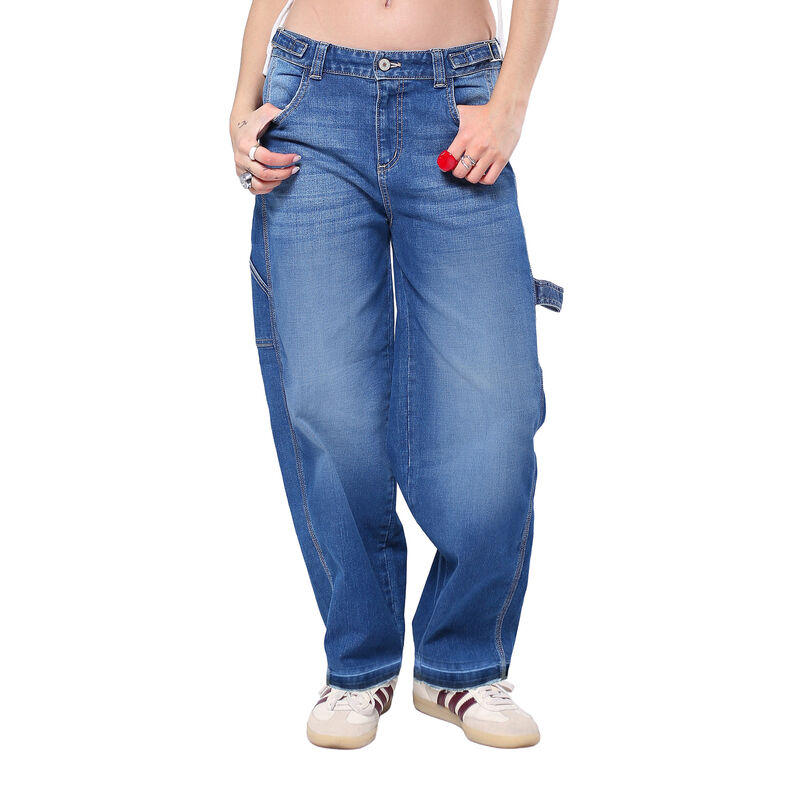 Pantal&oacute;n Barrel Mujer Tiro Medio Mezclilla Sb47... image number null