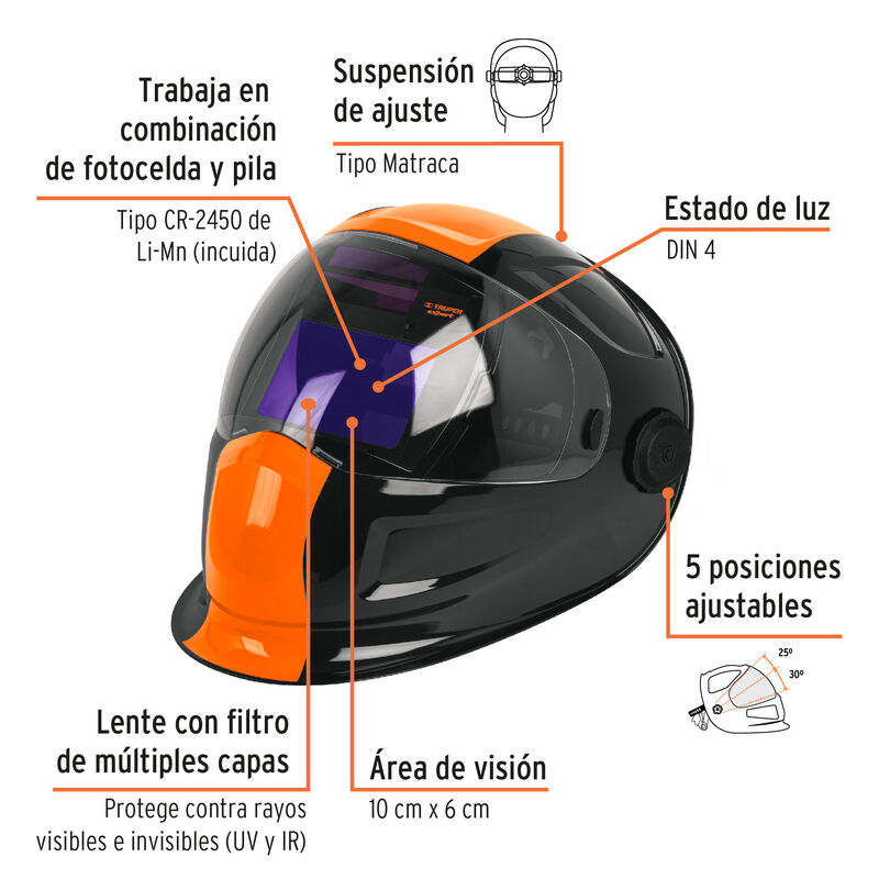 Careta Digital para Soldar Sombra 9 A 13 Truper... image number null