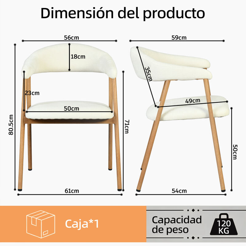 Juego De 2 Sillas De Comedor Modernas Beige Pat... image number null