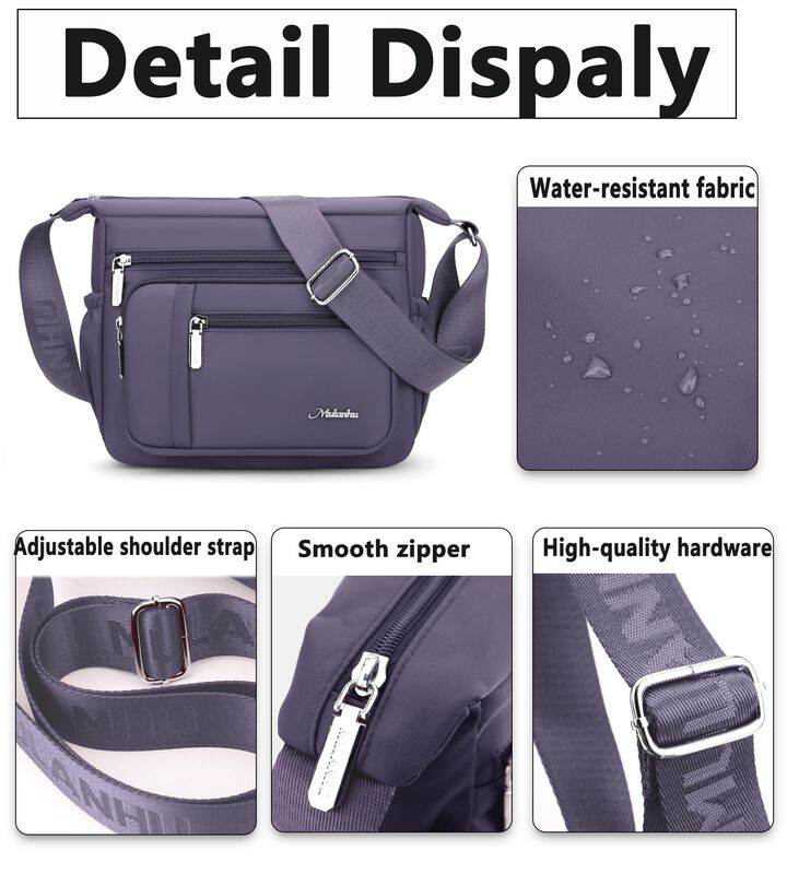 Bolso Wytidian De Nylon Impermeable P&uacute;rpura Med... image number null