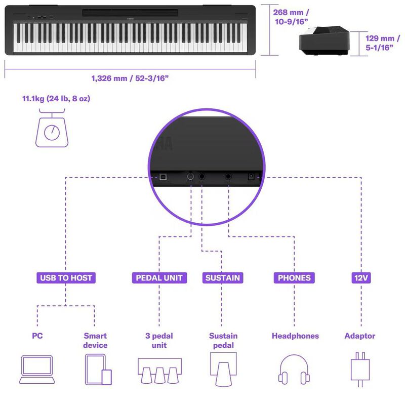 Yamaha P145BT Piano Digital con Bluetooth 88 Te... image number null