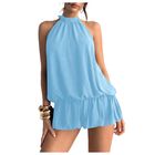 Vestido Floerns Mini Halter Volantes Bajo Burbuja Malla