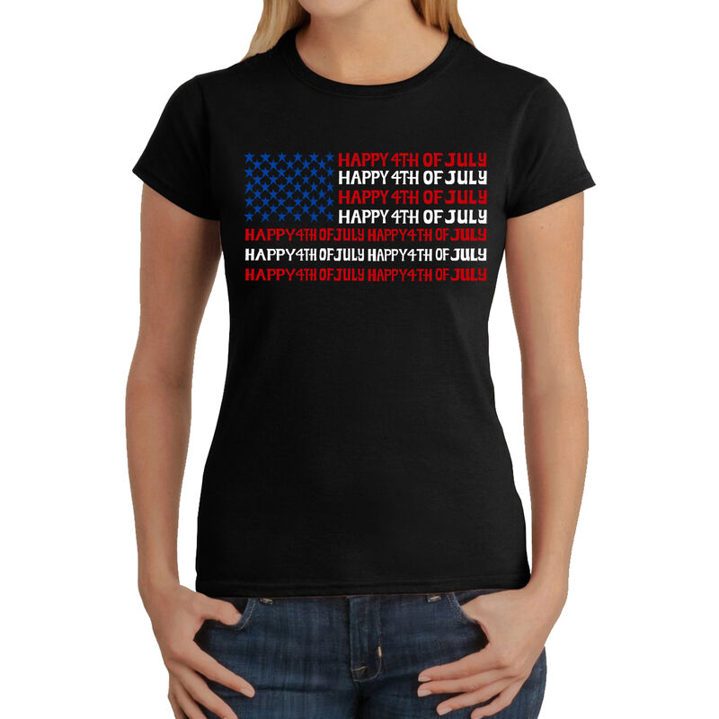 Camiseta Word Art Para Mujer - Happy 4th of Jul... image number null