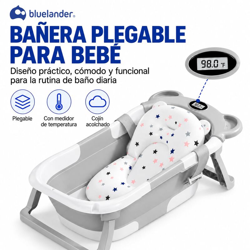 Ba&ntilde;era Para Beb&eacute; Plegable Con Term&oacute;metro Y Alfo... image number null