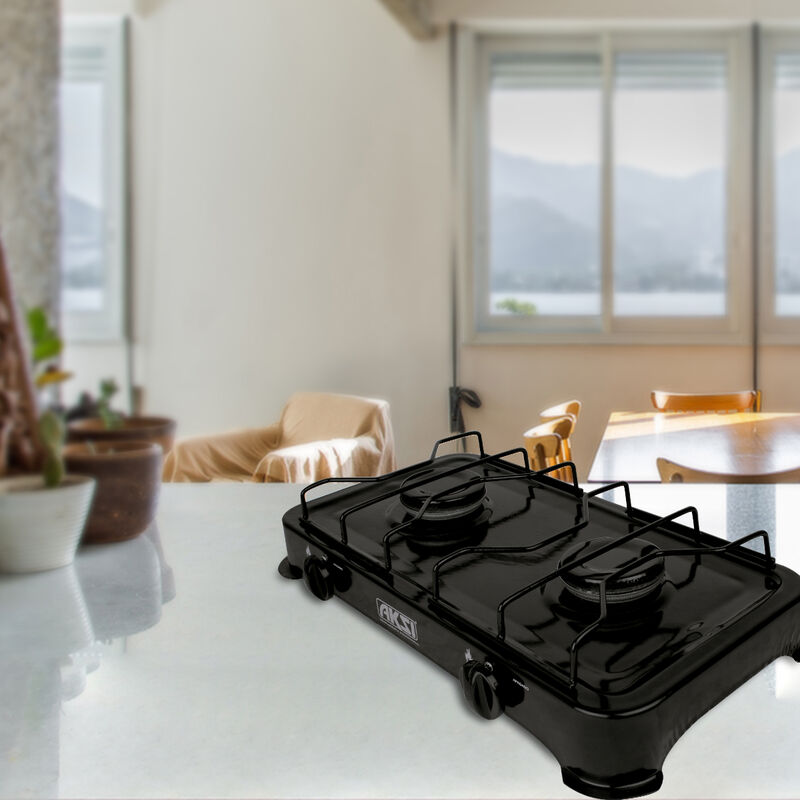 Parrilla Estufa De Mesa Aksi 2 Quemadores Negro image number null