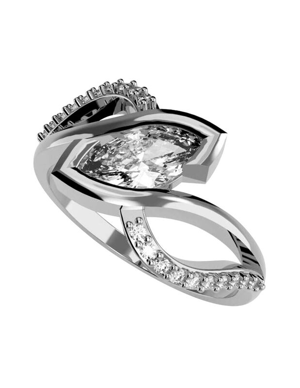 Anillo de Compromiso en Oro de 14K con Circonia... image number null