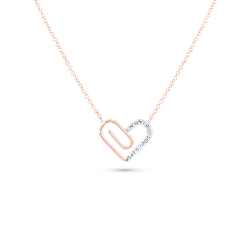 Gargantilla Coraz&oacute;n Oro Rosa 14k Con Diamantes ... image number null