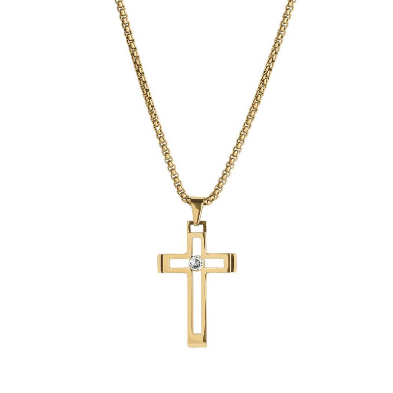 Collar Hombre Acero Inoxidable Cruz, Regalos Pa... image number null