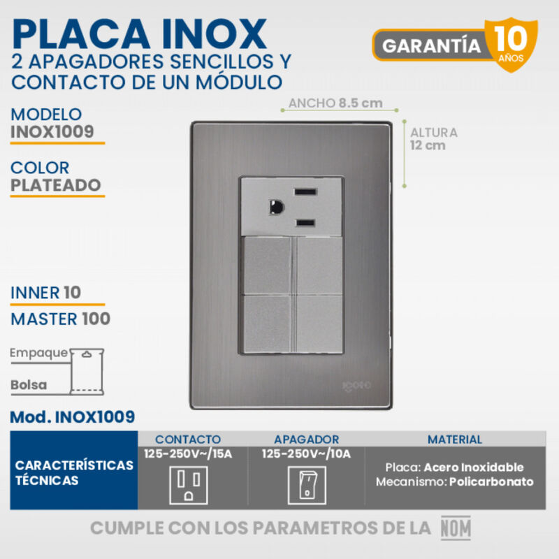 Paquete 5 piezas Placa Armada Con 2 Apagadores ... image number null