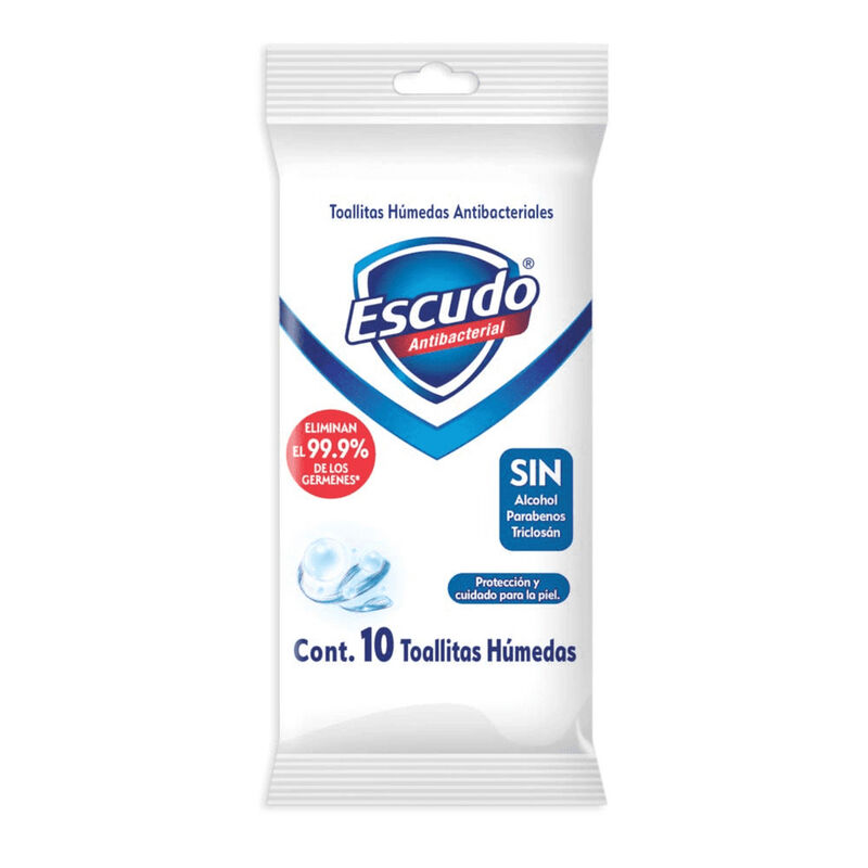 TOALLITAS ANTIBACTERIALES ESCUDO 10 PZA image number null