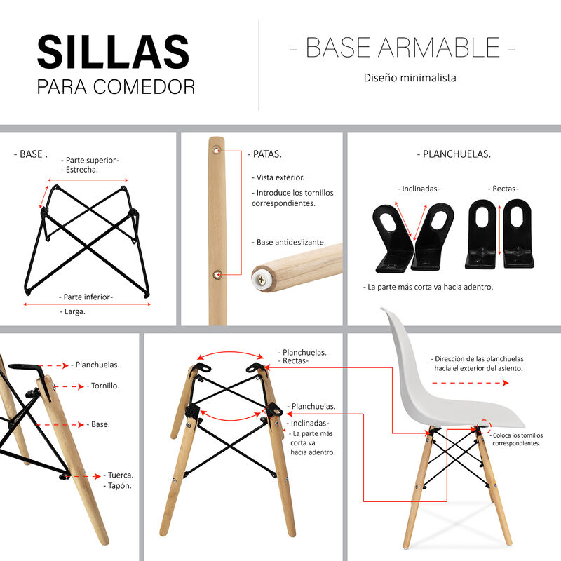 Set de 4 Sillas Modernas Para Comedor y Sala Mi... image number null