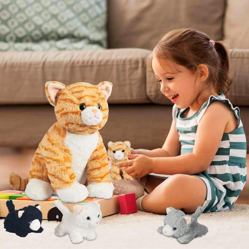 Gato De Peluche Con Beb&eacute;s Dentro De Mam&aacute; Embara... image number null
