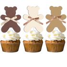 Set De 24 Decoraciones Para Cupcakes Con Osos De Peluche Y Lazos De Sat&eacute;n