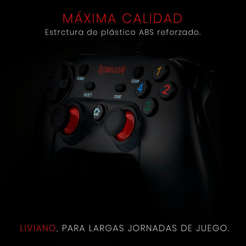Control Gamer Redragon Alámbrico Negro con Vibr... image number null
