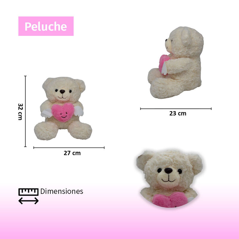 Oso De Peluche Coraz&oacute;n Con Alas Regalo San Vale... image number null
