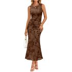 Vestido Zesica Sin Mangas Floral Marr&oacute;n Talla M