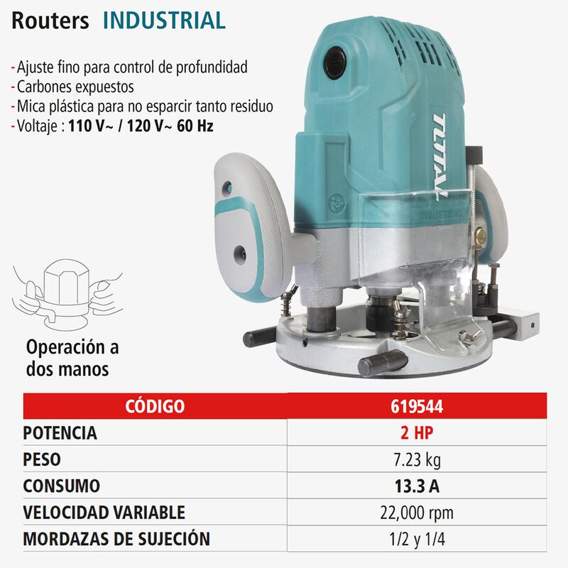 Router, Fresadora De Mano, Total, 1,600 W image number null
