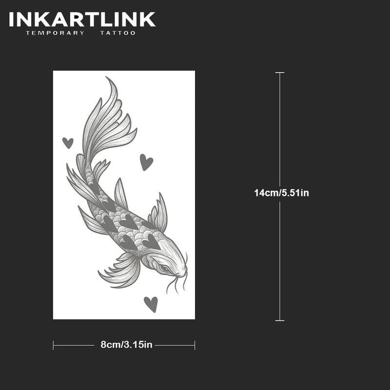 Tatuaje Temporal Inkartlink Heart Koi - 2 L&aacute;min... image number null