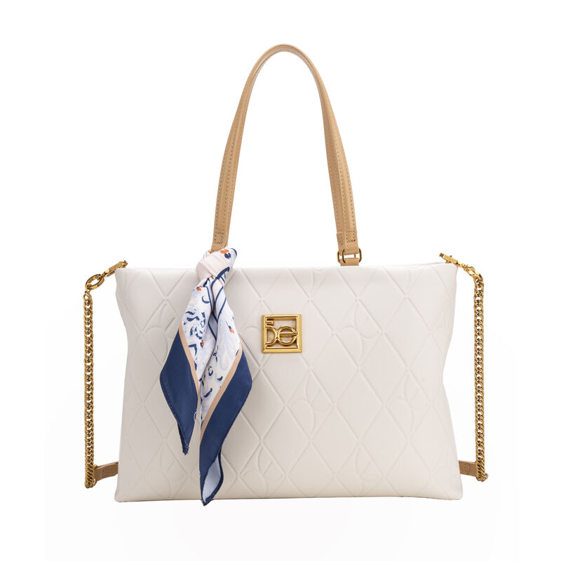 Bolsa Tote Grande Con Troquelado Color Beige image number null
