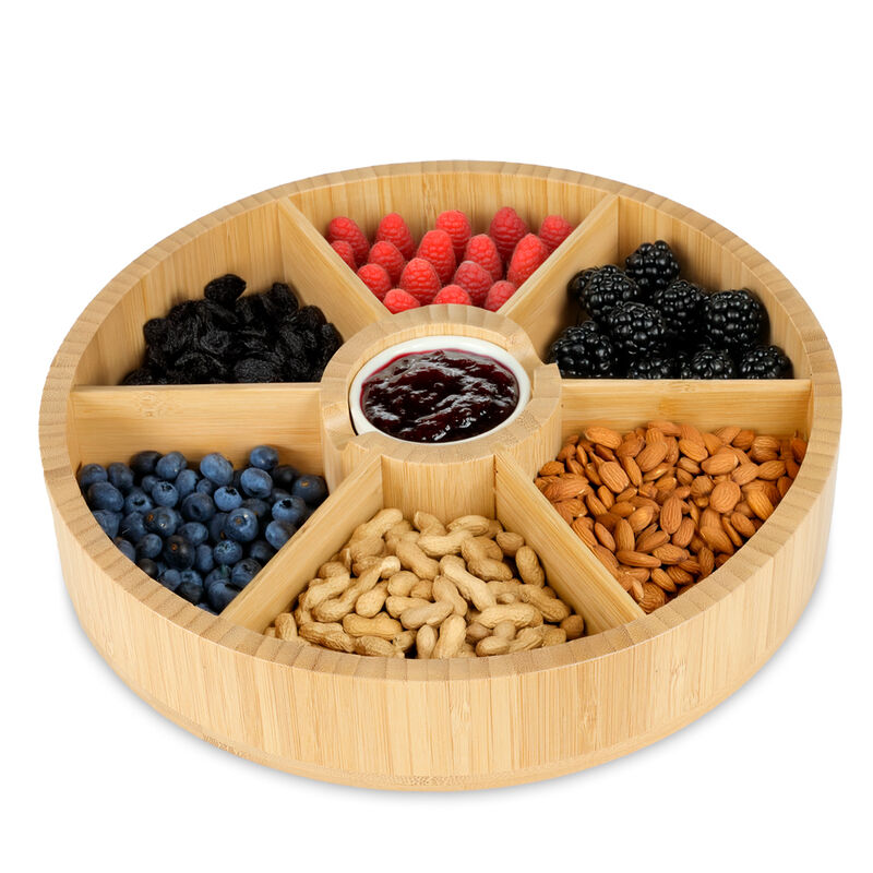 Botanero Giratorio de Bamb&uacute; con Salsero de Cer&aacute;... image number null