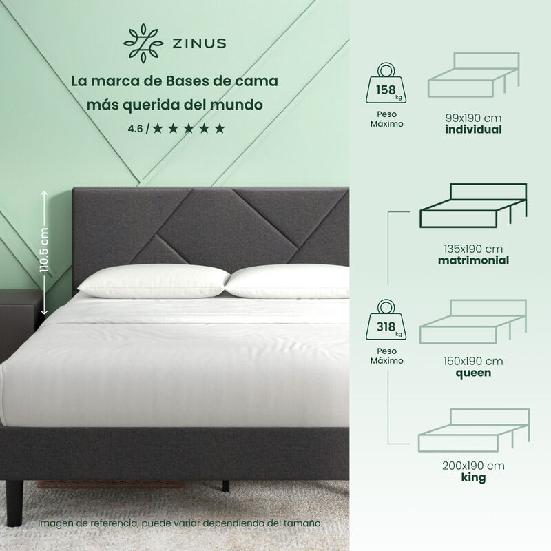 Zinus  Judy | Base De Cama Matrimonial Con Cabe... image number null