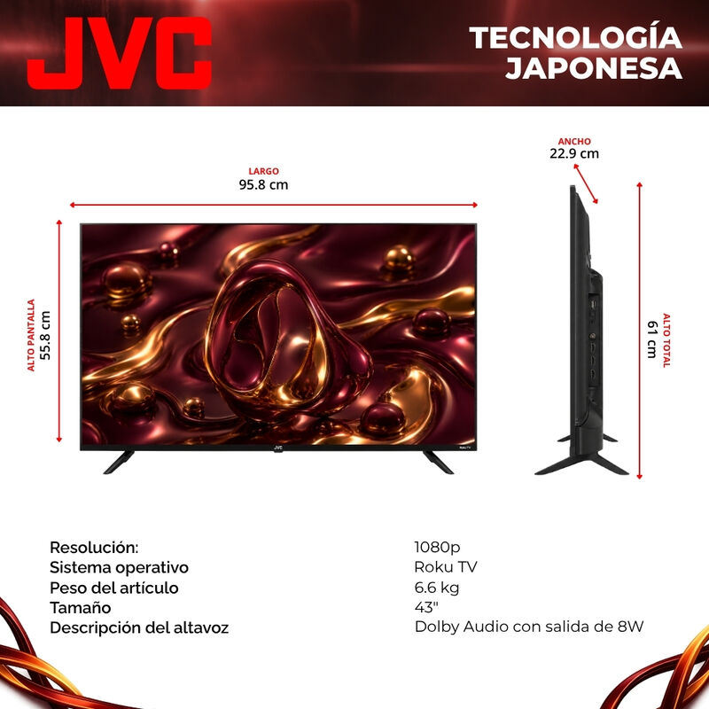 Pantalla Jvc  Smart Tv 43 Pulgadas Full Hd Led ... image number null