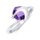 Anillo Promesa De Oro Blanco 14k Con Zirconia Morada