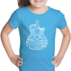 Camiseta Word Art Para Ni&ntilde;a - Guitarra de Idiomas - Turquesa