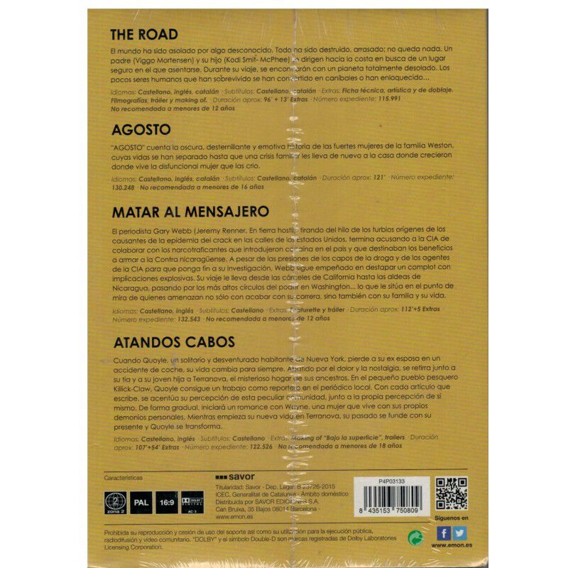 Del Pulitzer Al Cine [4 DVDs] The Road+Agosto+M... image number null
