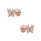 Broqueles En Forma De Mariposa De Oro Rosa 10k Con 9pts De Diamante