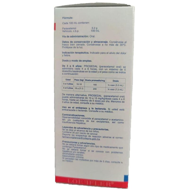 Prosedal Jarabe Infantil Fiebre y Dolor Paracet... image number null