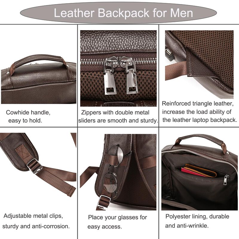 Mochila Luufan De Piel Aut&eacute;ntica Para Hombre, 1... image number null