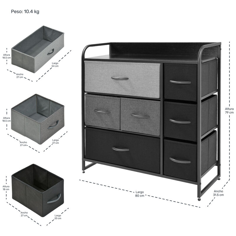 Mueble Buro Organizador Comoda Metal 7 Cajonera... image number null