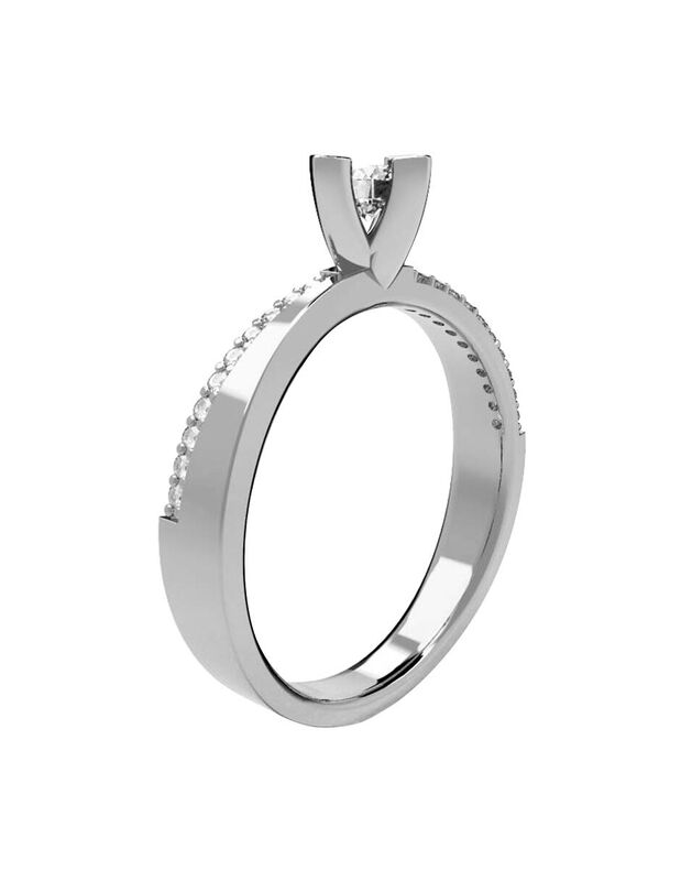 Anillo de Compromiso en Oro Blanco 10K con Circ... image number null