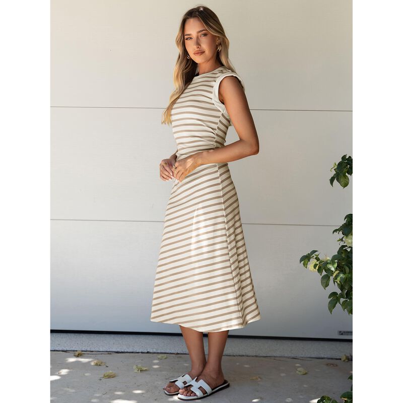 Vestido Midi Casual Glamaker Talla M Color Caqu... image number null