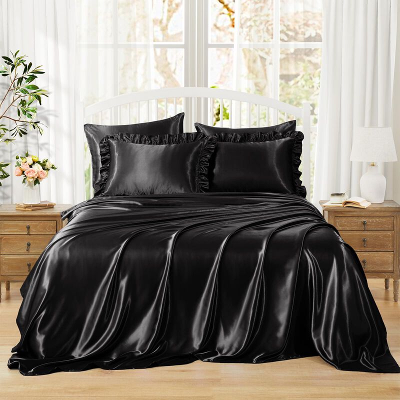 Juego De S&aacute;banas Homiest Queen Negro De 6 Pieza... image number null
