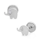 Broqueles De Elefante En Oro Blanco 14k Con 1pt De Diamante (1mm Aprox)
