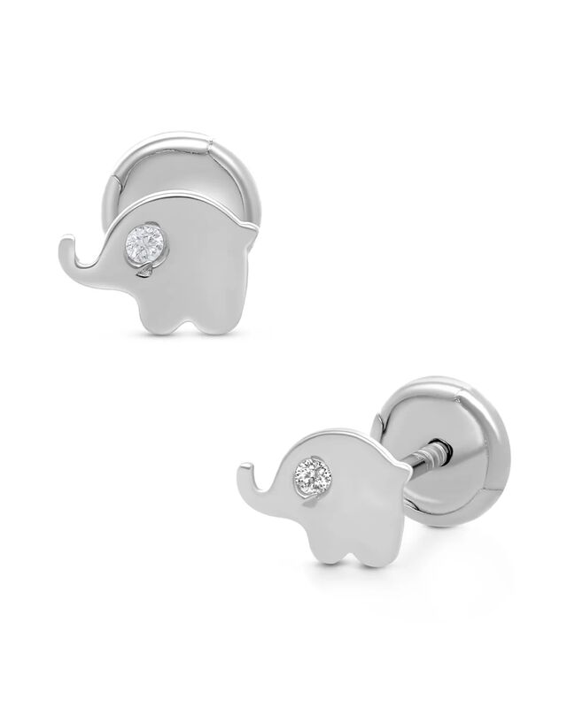Broqueles De Elefante En Oro Blanco 14k Con 1pt... image number null