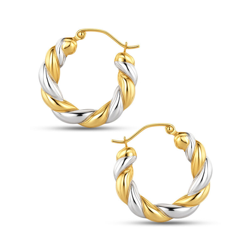 Arracadas Oro Blanco Y Amarillo 14k 13mm image number null