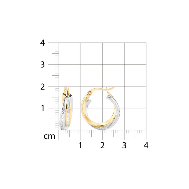 Arracadas Bicolor Oro 10k Con Zirconias 12mm | ... image number null