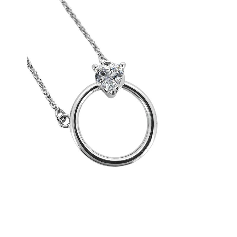 Collar de Mujer Plata .925 Círculo corazón Zvez... image number null