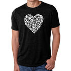 Camiseta Mezcla Premium Word Art Para Hombre - Coraz&oacute;n de Huellas - Negro