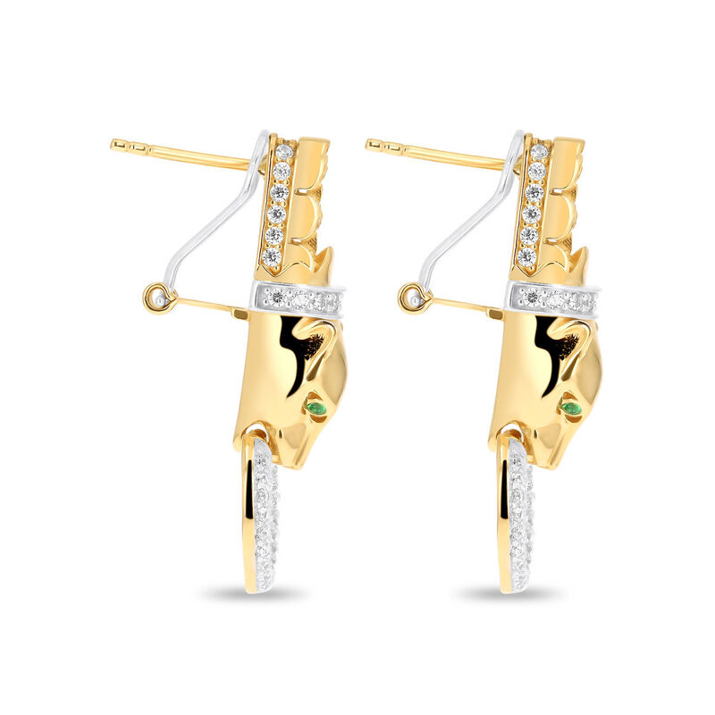 Aretes De Pantera De Oro Amarillo Con Blanco 14... image number null