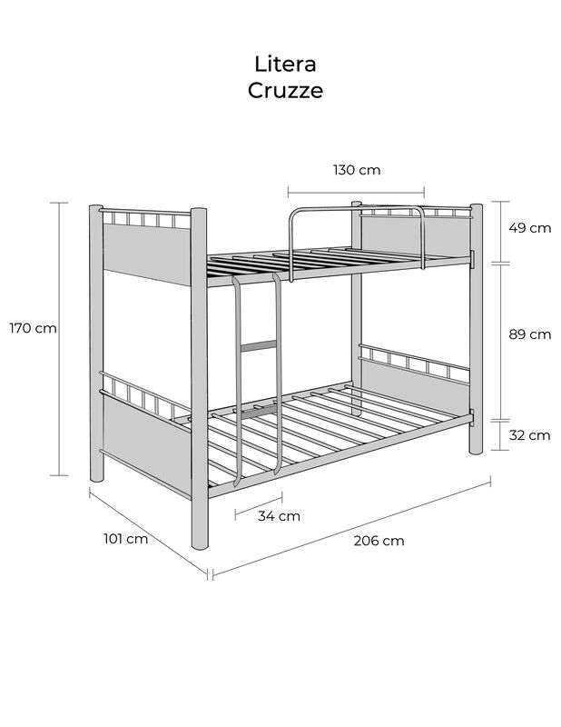 Cama Litera 2 Niveles Individual Con Cabecera ,... image number null